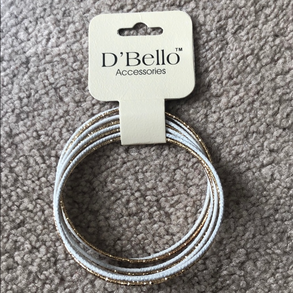 White and gold colored bangle bracelet set
